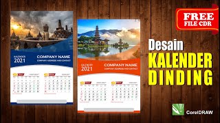 Desain Kalender Dinding 2021 dengan Coreldraw  Free CDR [upl. by Nannaihr]