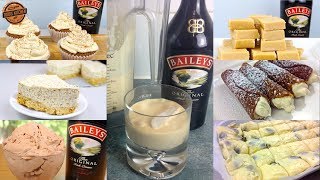 6 How to make Baileys Irish Cream recipes  DIY Baileys Fudge Cheesecake cupcakes Brandy Snaps [upl. by Marcell899]