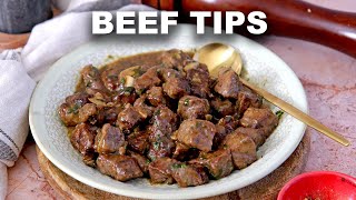 Garlic Beef Tips and Gravy  20 Minute Recipe [upl. by Oxley]