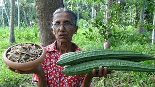 Village Foods ❤ Luffa with Dry fish Recipe prepared in my Village by Grandma [upl. by Dubois866]