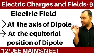 Electric Charges and Fields 09  Electric Dipole  Electric Field on axis and Perpendicular Bisector [upl. by Edris605]