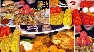 ASMR EATING CHEETOS CHEESE BALLSCHICKEN BURGERPIZZA amp SHAWARMACheese balls asmr eatingBig Bites [upl. by Chloe]