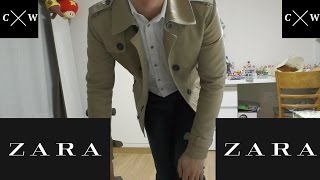 ZARA MAN  Trench Coat Fit  Review  Khaki  What to Wear to Work or On a Date [upl. by Eirrol]