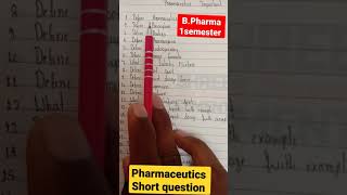 pharmaceutics BPharma 1st semester important questions [upl. by Yknip]