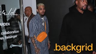 Rapper Chris Brown exits the NAHMIAS popup in West Hollywood [upl. by Edwyna494]