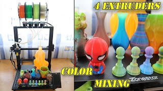 Zonestar Z8PM4 Pro  Color mixing 4 Extruders 3D Printer [upl. by Einniw]