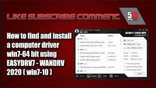 How to find and install a computer driver Win764 bit using Easydrv7 WanDrv 2020 win710 [upl. by Etaner992]