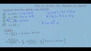 Regla de derivar 8 propiedades logaritmos derivadas [upl. by Tireb]