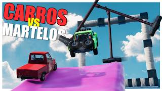 Carros Vs Martelos Gigantes no Multiplayer do BeamNG Drive com Mods Online [upl. by Ennahtur]