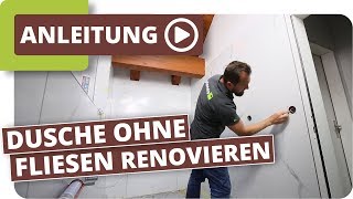 Dusche ohne Fliesen renovieren mit großformatigen Platten [upl. by Ielirol]