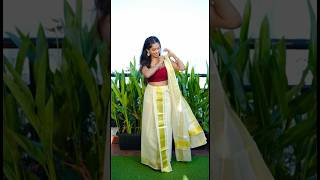 1 min Settu Mundu draping 🥰😘 saree sareedrapping sareefashion sareelove fashion tamilsong [upl. by Gilmour]