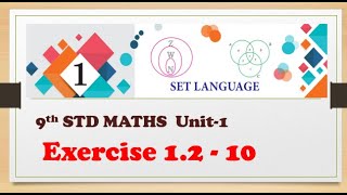 9th STD Maths UNIT1Exercise 12  10  SET LANGUAGE Tamil amp English MediumShanthiMathsr2t [upl. by Hairu582]