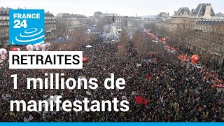 Plus dun million de personnes manifestent en France contre la réforme des retraites • FRANCE 24 [upl. by Sundberg851]