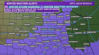 DFW Weather Winter weather advisory in effect across metroplex until noon Monday [upl. by Asiela198]