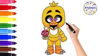 How To Draw Chica  Five Nights at Freddys  Drawing Easy Step by Step  Art Famiya [upl. by Gautea]