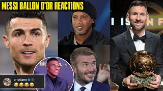 World Reacts to Messi Winning The Ballon dOr 2023  Ronaldo Ronaldinho Beckham and Garnacho [upl. by Pelletier]