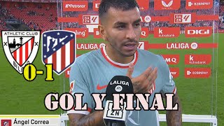 REACCIÓN ANGEL CORREA TRAS GOL Y VICTORIA ATHLETIC 01 ATLETICO DE MADRID LA LIGA [upl. by Nossila799]