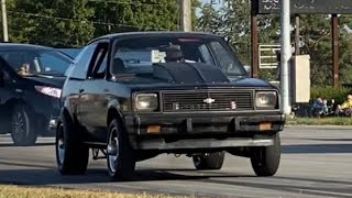 V8 Swapped Chevette Launching On The Street Chevy Chevette V8 Swap Sends It [upl. by Bakeman]