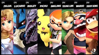 Zelda VS Lucario VS Ridley VS Pichu VS Inkling VS Young Link VS Wario VS Diddy Kong Smash Ultimate [upl. by Berner]