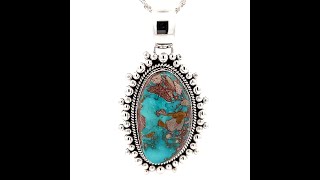 Artie Yellowhorse Genuine Pilot Mountain Turquoise Sterling Silver Pendant [upl. by Einaj359]