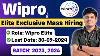 🔥Wipro Elite Mass Hiring 2024 2023 BATCH  Check College Eligibility  Wipro Elite Exclusive Hiring [upl. by Aihsot]