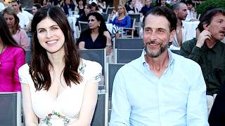 Pregnant Alexandra Daddario 38 shows off growing baby belly in lowcut dress as she enjoys gelato [upl. by Ardel]