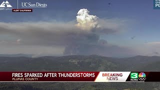 Lightning sparks multiple fires in Plumas National Forest [upl. by Anaerol126]