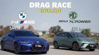 BMW i4 M50 vs MG4 Xpower Germany must come to a duel with England DRAG RACE [upl. by Fiora]