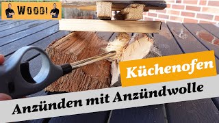 Küchenofen anzünden mit Anzündwolle  Kochen mit Holz  Woodi [upl. by Adim]