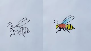 How to draw a honey bee  Honey bee easy drawing [upl. by Nevai]