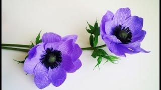 How To Make Anemone Flower From Crepe Paper  Craft Tutorial [upl. by Retniw]