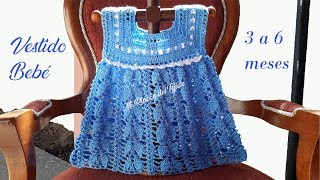 Vestido bebe hojitas crochet tutorial paso a paso 3  6 meses Parte 2 de 2  Crochet baby dress [upl. by Nner391]