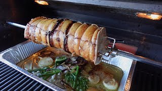 Porchetta Pork Belly On A Rotisserie Grill [upl. by Rustie]