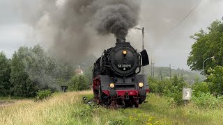 Spektakel mit einem Holzzug in Thüringen 50 3616 amp 107 018 Protestaktion [upl. by Blondie]