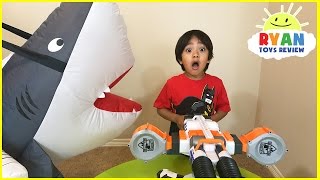 Giant Shark Pretend Play Chasing and Hide and Seek with Ryan ToysReview [upl. by Merril]