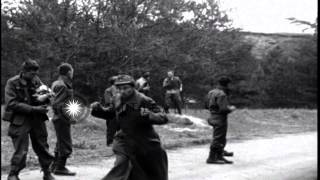 Liberated American POWs kick hit and throw things at newly captured German prisoHD Stock Footage [upl. by Barbra752]