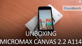 Micromax Canvas 22 A114 Unboxing and Handson [upl. by Annaira857]