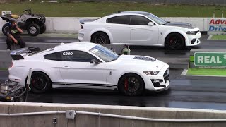 Shelby GT500 vs Hellcat Drag Races [upl. by Nosral]