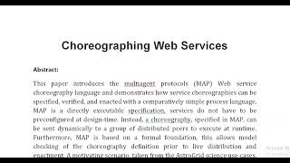 Choreographing Web Services [upl. by Arracat]