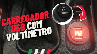 Instalação tomada USB com voltímetro Duas entradas USB no carro Tomada USB do Aliexpress [upl. by Okorih]