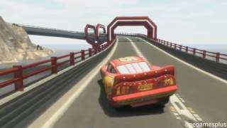 Lightning McQueen VS Dinoco Stunt Speedway Park Disney pixar car by onegamesplus [upl. by Adnilrem147]