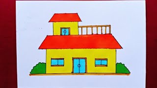 How to draw a house easily Easy house drawing 🏡 [upl. by Bethena]