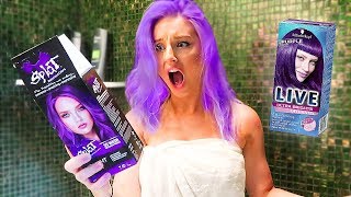 PURPLE HAIR DYE IN SHAMPOO PRANK ON GIRLFRIEND She Got MAD [upl. by Onitrof]