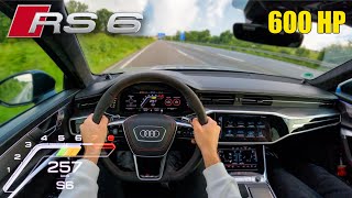 AUDI RS6 C8 Avant 600HP ACCELERATION SOUND amp AUTOBAHN POV [upl. by Tove]