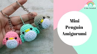 Mini Penguin Amigurumi  Easy StepbyStep Crochet Keychain Tutorial Easy Christmas Tree Ornament [upl. by Ashling]