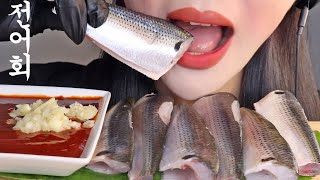 ASMR RAW GIZZARD SHAD 가을 전어회 먹방 EATING SOUNDS MUKBANG [upl. by Chrissy597]