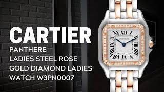 Cartier Panthere Ladies Steel Rose Gold Diamond Ladies Watch W3PN0007  SwissWatchExpo [upl. by Pownall387]