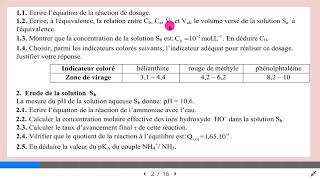 dosage acido basique étude dune solution aqueuse damomoniac [upl. by Saffren889]