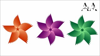 Corel Draw Three Beautiful Star Flowers Design [upl. by Tamera]