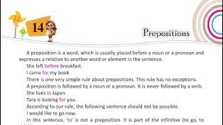 Ch 14 Prepositions English Grammar Class 5 [upl. by Roxanna783]